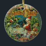 Ornement Rond En Céramique Vintage Santa Claus Christmas Artwork Painting<br><div class="desc">Un collage de Victorian Santa Claus. Victorian Christmas Artwork</div>