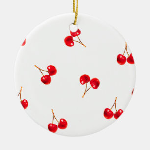 Ornement Rond En Céramique Vivid Cherry Motif