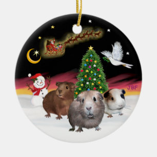 Ornement Rond En Céramique Vol de nuit - Trois Cochons de Guinée (Cavies)