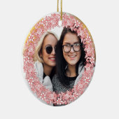 Ornement Rond En Céramique VOTRE PHOTO et le texte personnalisé dans le cadre (Droite)