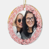 Ornement Rond En Céramique VOTRE PHOTO et le texte personnalisé dans le cadre (Gauche)