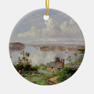 Ornement Rond En Céramique Vue de port d'oignons, Sydney