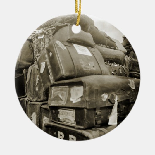 ORNEMENT ROND EN CÉRAMIQUE WAGON SUITCASE 1890 (Devant)