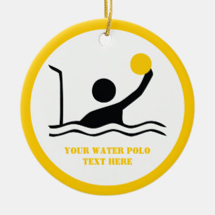 Ornement Rond En Céramique Water polo player black silhouette custom