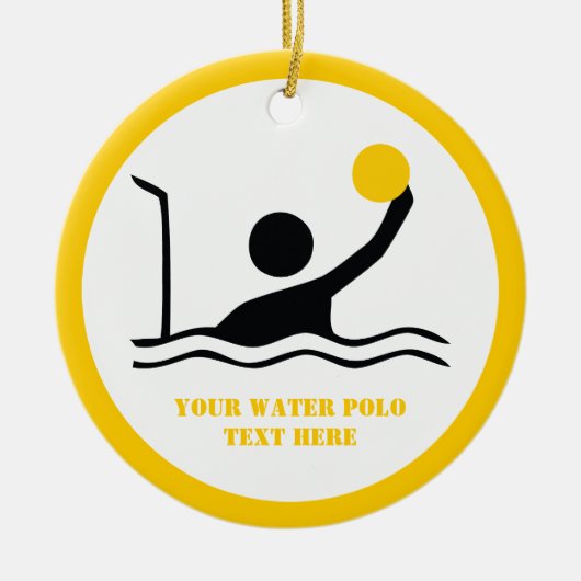 Ornement Rond En Céramique Water polo player black silhouette custom (Devant)