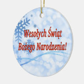 Ornement Rond En Céramique Wesołych Świąt ... ! Joyeux Noël en polonais (Gauche)