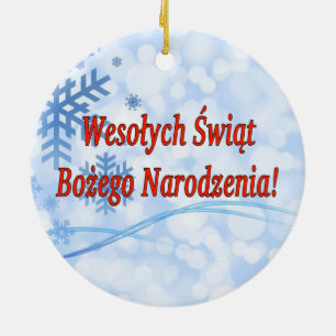 Ornement Rond En Céramique Wesołych Świąt ... ! Joyeux Noël en polonais