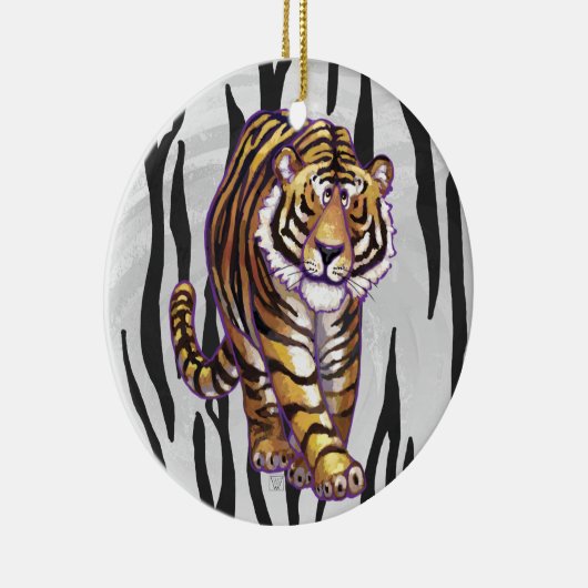 Ornement Rond En Céramique Wild Me Tiger noir et blanc (Droite)