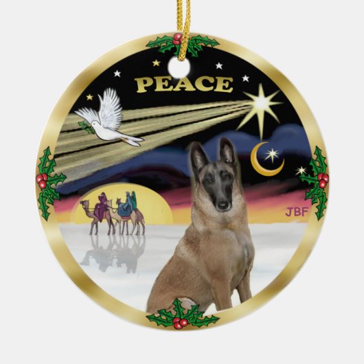 Ornement Rond En Céramique Xmas Dove - Malinois belge (Devant)