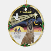 Ornement Rond En Céramique Xmas Dove - Malinois belge (Gauche)