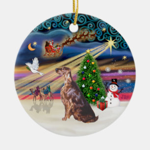 Ornement Rond En Céramique Xmas Magic - Irish Setter