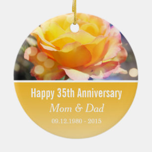Ornement Rond En Céramique Yellow rose flower wedding anniversary