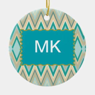 Ornement Rond En Céramique zigzag-téléphones diagonale