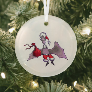 Ornement rond en verre Santa Bat