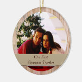 Ornement rond personnalisable en bois de photo (Gauche)