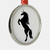 Ornement rond Silhouette Unicorne Noire (Droite)