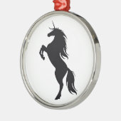 Ornement rond Silhouette Unicorne Noire (Gauche)