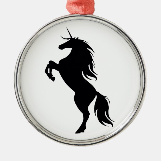 Ornement rond Silhouette Unicorne Noire (Devant)