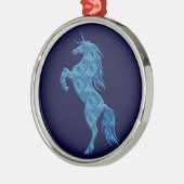 Ornement rond Unicorne de feu bleu (Gauche)