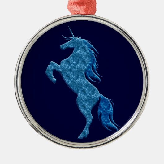 Ornement rond Unicorne de feu bleu (Devant)