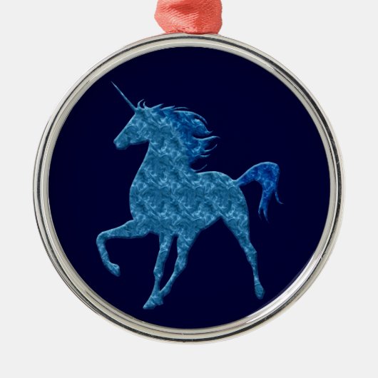 Ornement rond Unicorne de feu bleu (Devant)