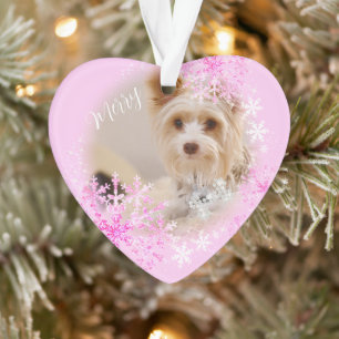 Ornement rose de Noël de chien de compagnie