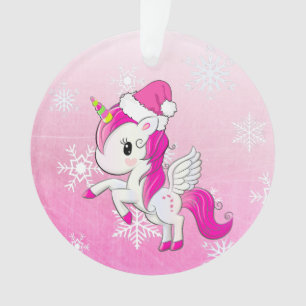 Ornement rose de Noël de Personalied de licorne