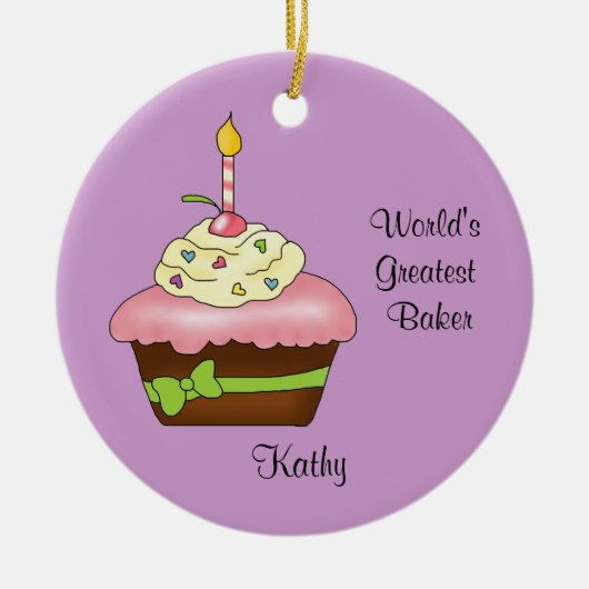 Ornement rose de Noël de petit gâteau (Devant)