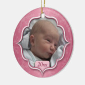 Ornement rose de photo de premier Noël du bébé (Gauche)