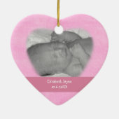 Ornement rose de photo d'empreinte de pas de bébé (Dos)