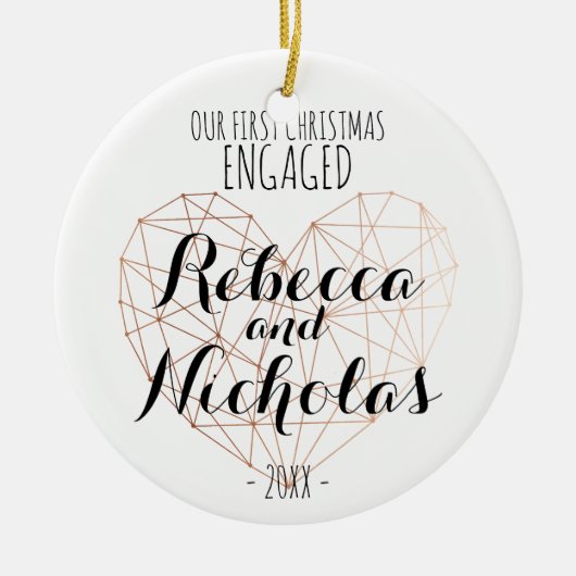 Ornement rose de premier coeur géométrique de Noël (Devant)