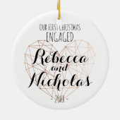 Ornement rose de premier coeur géométrique de Noël (Dos)