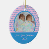 Ornement rose et de bleu premier de Noël de (Droite)