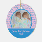 Ornement rose et de bleu premier de Noël de (Gauche)