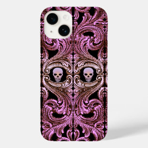 Ornement rose Goth avec coque iphone crâne