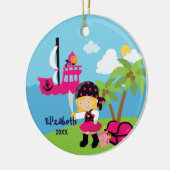 Ornement rose mignon de Noël de pirate de fille (Gauche)