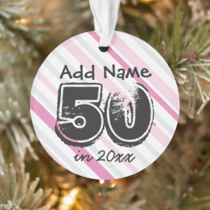 Ornement rose personnalisé 50e anniversaire