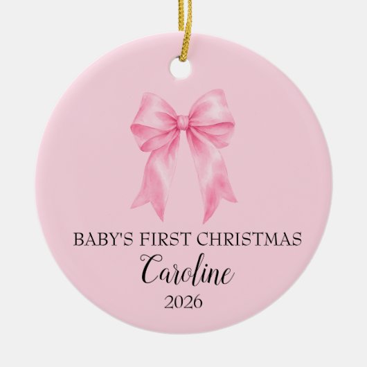 Ornement Rose pour le Premier Noël de Bébé (Devant)