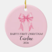Ornement Rose pour le Premier Noël de Bébé (Dos)