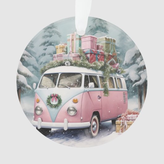 Ornement rose Vintage Vanagon (devant)
