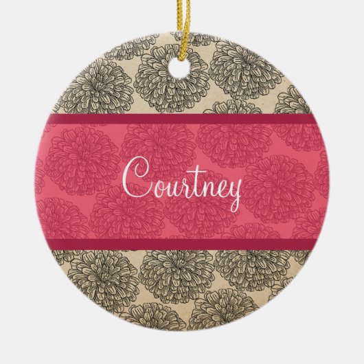 Ornement rose Vintage Zinnia (Devant)