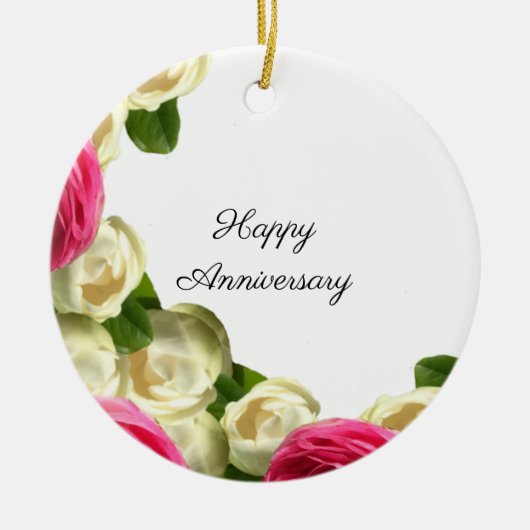 Ornement Roses Joyeux Anniversaire (Devant)