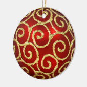 Ornement rouge avec perruques d'or (Gauche)