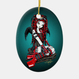 Ornement rouge "cramoisi" d'ange de Goth de Cyber