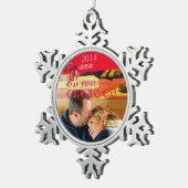 Ornement rouge d'arc de photo de fiançailles (Vue impression)