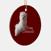 Ornement rouge de chiot maltais (Droite)
