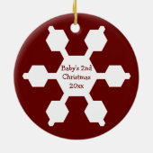 Ornement rouge de flocon de neige de 2ème Noël du (Dos)