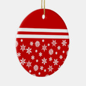 Ornement rouge de Noël de flocons de neige rond (Droite)