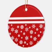 Ornement rouge de Noël de flocons de neige rond (Gauche)