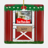 Ornement rouge de Noël de photo de la coutume 2 de (Dos)